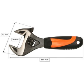 KOTARBAU® Adjustable Wrench 0-30mm x 165mm Chrome Vanadium Steel Adjustable Wrench Single Open-End Spanner with Rubber Grip