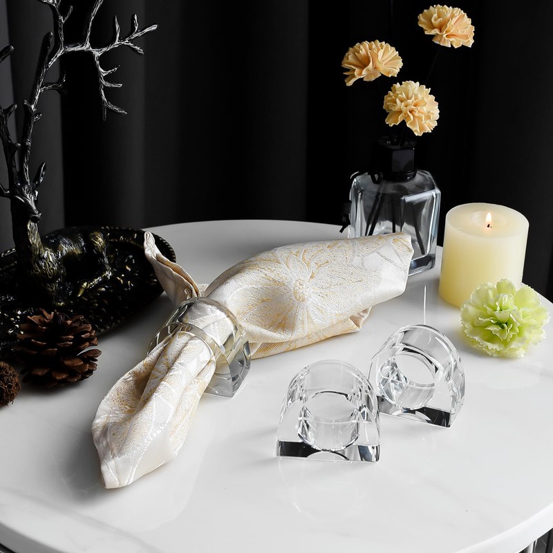 Marvala Crystal Napkin Rings, Elegant Dining Table Holders for Formal