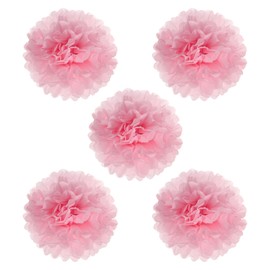 PATIKIL 8" Tissue Pom Poms Flowers, 5 Pack Paper Flower Ball for Wedding Bridal Shower Birthday Bachelorette Party Backdrop Decoration, Light Pink