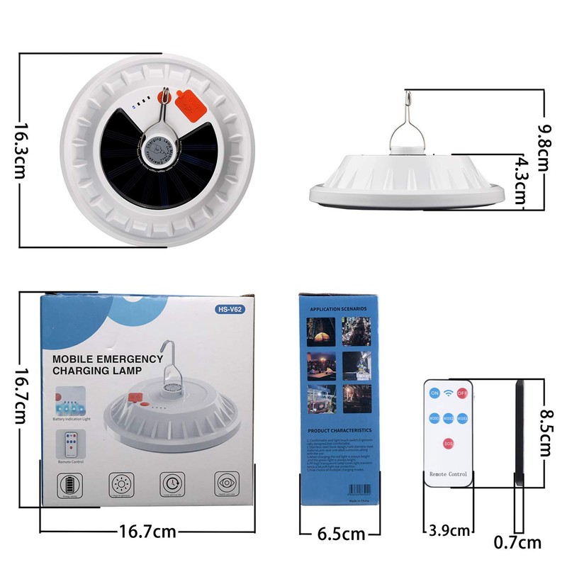 WholeFire USB Solar Camping Light with Remote Control - Hanging