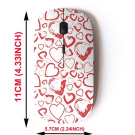 mouse inalámbrico 2.4G con bonito diseño de patrón para todos los portátiles y computadoras de computadora con nano receptor, rojo Harts