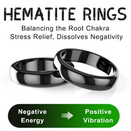 Lonage Hematite Ring for Women Men Unisex, Genuine Magnetic Stones Ring for Anxiety Balance Root Chakra，Absorb Negative Energy Jewelry Size 6-13 (13)