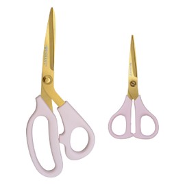 Westcott 2-Pack All-Purpose 8-Inch Kitchen Shears and 5-Inch Snip, Pink with Gold Blades - Precision Blades for Cutting, Kitchen Scissors Essential for Everyday Tasks