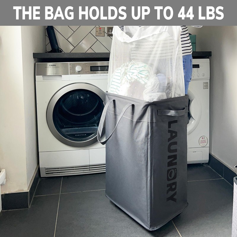 Goodpick Laundry Basket with Wheels, Laundry Hamper with Removable Wash