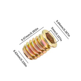 Wjelet 20PCS Threaded Inserts Nuts M5x10mm Hex Drive Head Nuts Insert Hex Socket Nuts for Wood Furniture Carbon Steel Hex Drive Head Nut Zinc Plated Flanged Hex Socket Nut Hex Socket Drive Insert Nuts