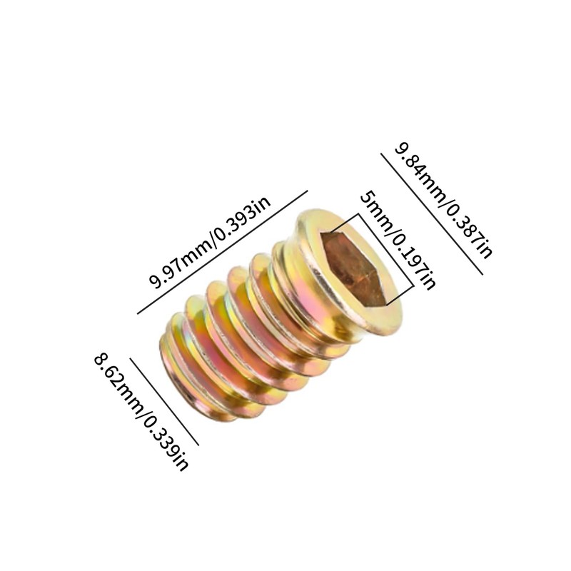 Wjelet 20PCS Threaded Inserts Nuts M5x10mm Hex Drive Head Nuts
