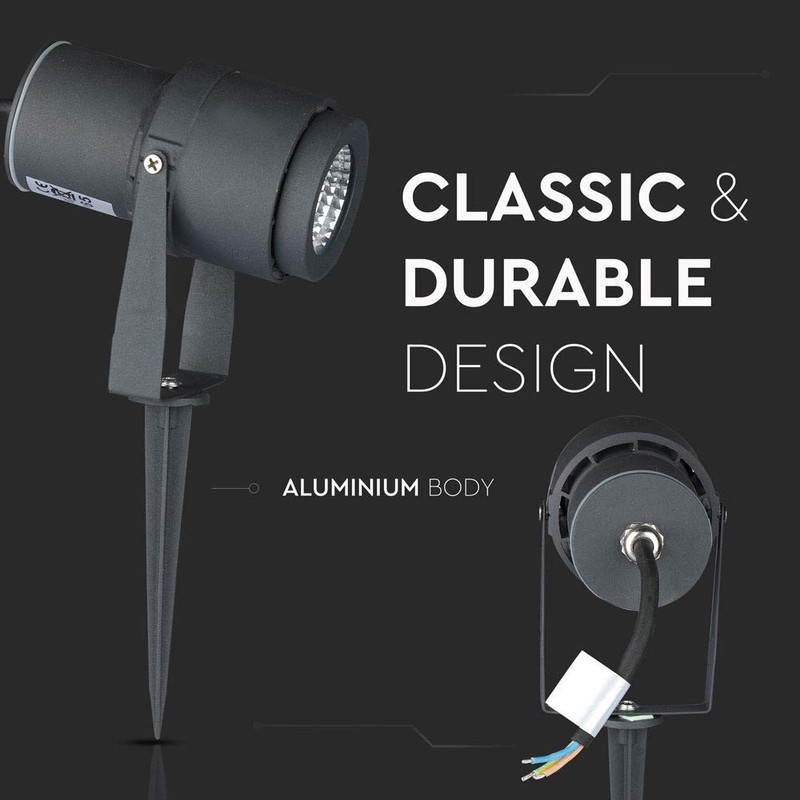 V-TAC LED Cob Garden Spotlight 12 W with Spike, Grey