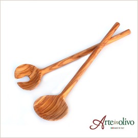 [arteinolivo] Olive Wood Salad Server (Round Type/30 cm)
