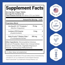 Probiotics for Women and Men - with Lactase Enzyme and Prebiotic Fiber for Digestive Health - 80 Percent + More Potent Supplement for Gut Health Suppo