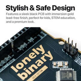 Lonely Binary UNO R3 Black Gold Edition Type-C Lead-Free ATmega328P Development Board Compatible with Arduino IDE for Mac, Windows, DIY, and STEM