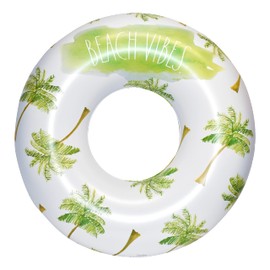 Rae Dunn Ring Float by CocoNut Float - Beach Vibes Palm Tree Pattern - Adult Size Large 48 Inch Inflatable Raft & Durable Water Inner Tube - Stable Ride-On for Summer Parties & Swim Events