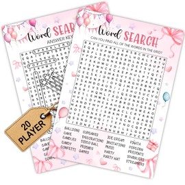 Coquette Pink Bow Themed Sleepover Slumber Party Supplies- Pink Slumber Party Games Card - Sleepover Stuff- Birthday Night Games Creative Idea -Word Search- 20 Game Cards and 2 Answer Key