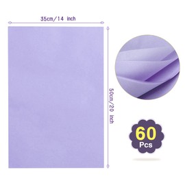 NALER Tissue Paper, 13.8 x 19.7 inches (35 x 50 cm), Purple, 60 Sheets, Wrapping Paper, For Crafts, Present, Paper Art