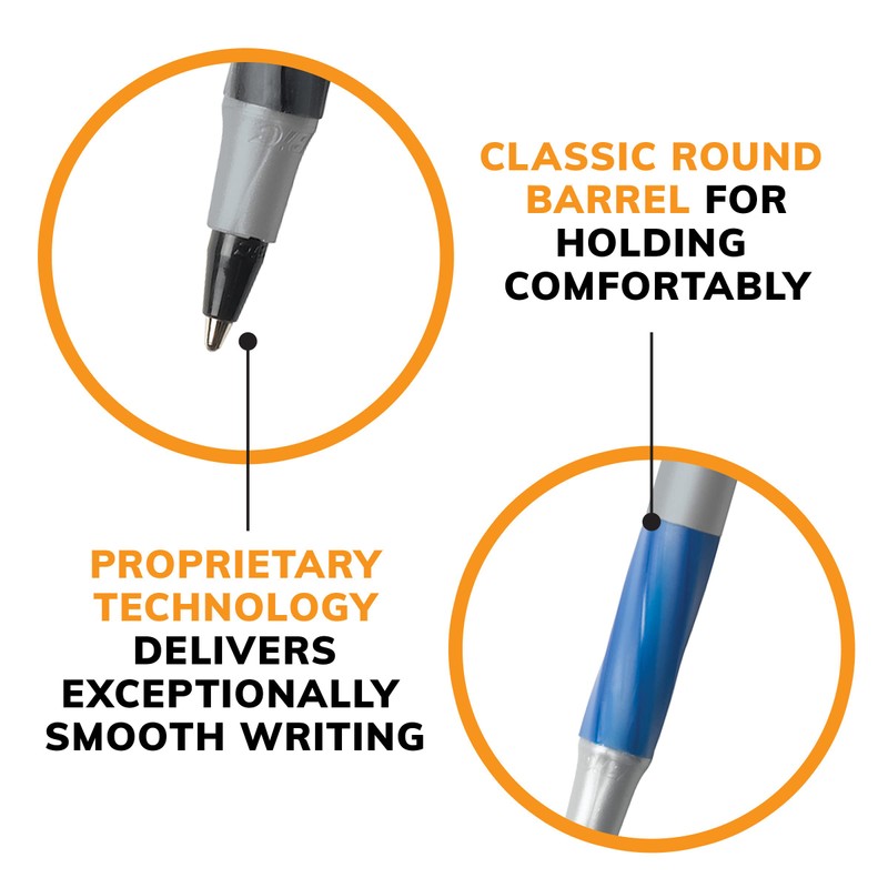 BIC Round Stic Grip Xtra Comfort Blue Ballpoint Pens, Medium