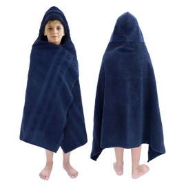 ORIGINAL KIDS Hooded Bath Towel Wrap - 100% Cotton Popcorn Large Oversized Hooded Kids Towel - Toddler Shower Pool Beach Towel - 600 GSM - Soft Absorbent Quick Dry Easy Care Gift - 30x52 inches - Navy