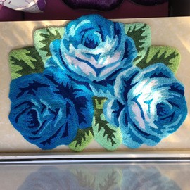 Abreeze 3 Rose Rug Blue Rose Rug Non-Slip Doormat Durable Bathmat