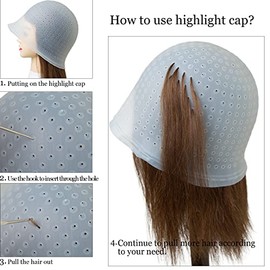 Juego de gorras de silicona perforadas con brochas de aguja, juego profesional reutilizable para resaltar, ganchos de agujeros perforados para salón d
