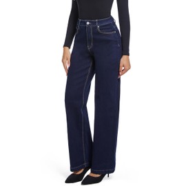 ETTELO Women's Jeans Straight Leg Casual High Waisted Stretch Trendy Blue Jeans for Women