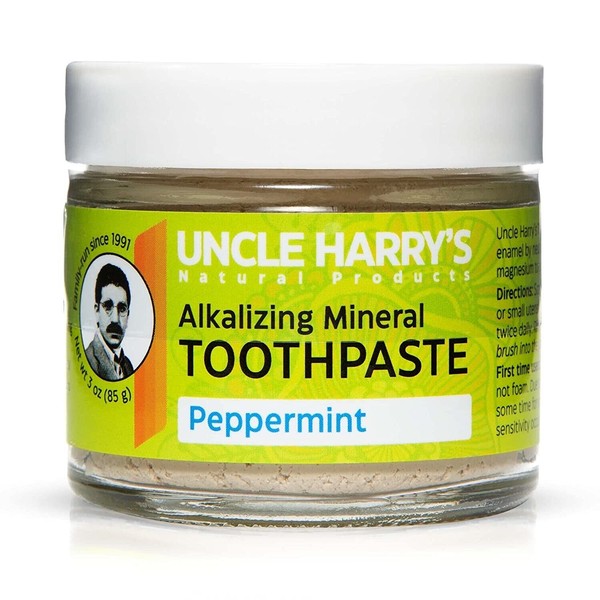 Uncle Harry's Natural Peppermint Remineralizing Toothpaste Promotes Enamel Fluoride Free
