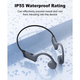 iKDSAW Bone Conduction Headphones, 2024 Upgraded Open-Ear Bluetooth Sport Earphones with Mic IP55 Waterproof 8 Hour Playtime & IP55 Wireless Earphones for Running,Workout Gym, Hiking, Cycling (Black)