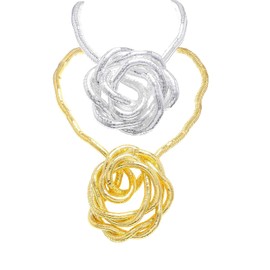 MUNSKT Pack of 2 Bendable Snake Necklace, 900 mm Flexible Snake Chain, Bendable Chain, Gold, Silver, Agate