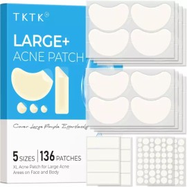 TKTK 여드름 패치 얼굴 하이드로콜로이드 턱 및 코 피부 관리용 지그 5 사이즈 136 카운트 [1 Count (Pack of 136)] TKTK Acne Patch Face Hydrocolloid for Chin and Nose Skin Care Zig 5 Sizes 136 Count [1 Count (Pack of 136)]