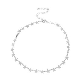 Blue Drop Gold Plated Star Necklace For Women Star Choker Necklace Simple Statement Jewelry Gift - Silver