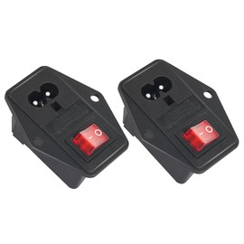PNGKNYOCN 10A 250V Rocker Switch Power Socket Inlet Module Plug 10A Fuse with Indicator Light 2 Pin IEC320 C8 for Household Appliances or DIY Device（2-Pack）