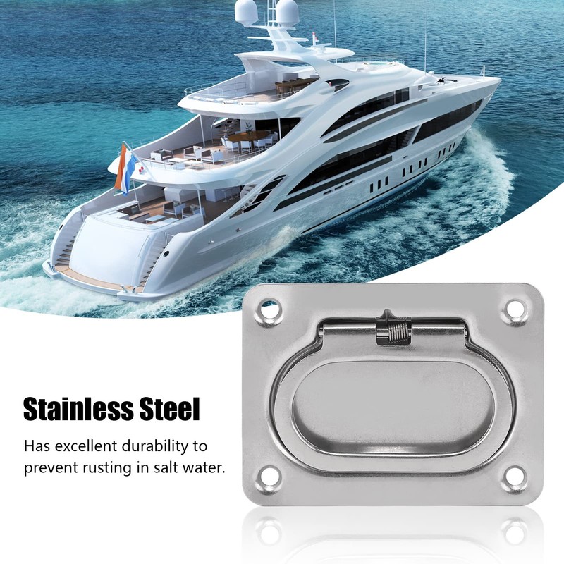 Flush Ring Pull Handle, 4 Pack 316 Stainless Steel Hatch