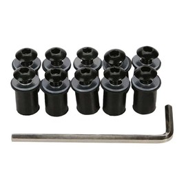 LOYELEY 10pcs M5 5mm Bolts Wellnut Windshield Screws Windscreen Cowl Screen Screen Bolts with Washer Allen Wrench for Kayak Motorcycle (Black)