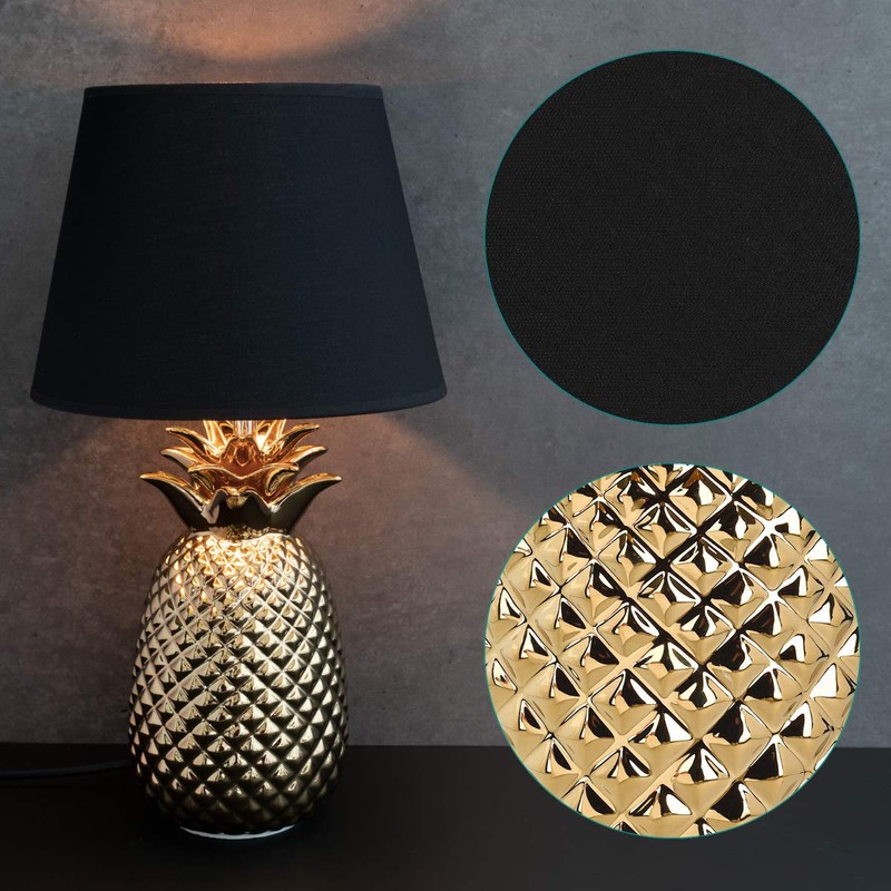 Navaris Gold Pineapple Table Lamp - Mini Lamp 13.8" Tall