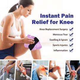 NEWGO Knee Ice Pack Wrap Reusable Gel Ice Wrap for Leg Injuries, Hot Cold Pack for Post Knee Surgery, Knee Joint Pain, Arthritis, Knee Injuries, Swelling, Meniscus Tear, ACL (Purple)