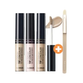 The Saem Cover Perfection Tip Concealer 2 types + The Saem Concealer Brush 0.5 Ice Beige Clear Beige / 더샘 커버 퍼펙션 팁컨실러2종+ 더샘 컨실러 브러쉬 0.5 아이스베이지 클리어베이지