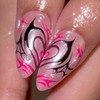 TBRZTR Press on Nails Medium Almond Shaped Love Heart Pearl