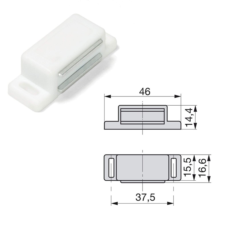 Emuca 1275315 Magnetic catch with metallic counterpart for hinged furniture