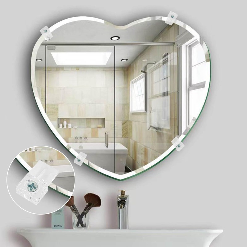Zorfeter 22Pcs 3/8 Mirror Holder Clips, Crystal Clear Plastic Mirror