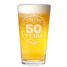 Veracco Cheers To 50 Fifty Years 50th BirthdayGifts For Him Her 50 and Fabulous Pint Beer Glass (Clear, Glass)