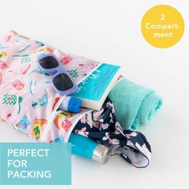 Bumkins Waterproof Wet Dry Bag for Baby, Travel, Swim Suit, Cloth Diaper, Pump Parts, Pool, Beach, Gym Clothes, Toiletry, Hook to Stroller, Daycare, Zipper Reusable Wetdry Packing Pouch, Cowgirl Boots