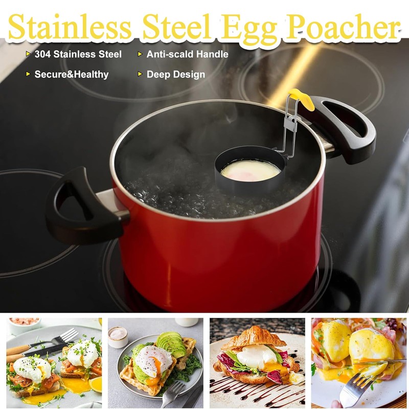2 Pack Egg Poacher, Stainless Steel Poached Egg Moulds, Poached