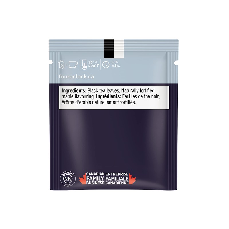 Four O'Clock Black Tea Maple, Kosher, Gluten-Free, 20 Count, 40g