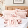 Zzlpp Full Comforter Set 7 Pieces, Pink Tufted Bed in