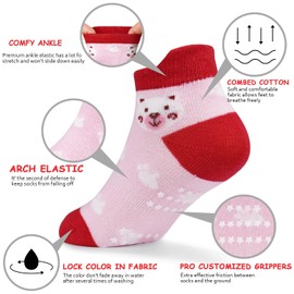 GRPSKCOS Stopper Socks Children 12 Pairs ABS Socks Non-Slip Socks Toddler Non-Slip Socks for 1-7 Years Boys Girls, #4 Watermelon Panda Style, 1 -3 years