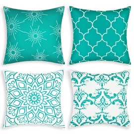 Pknoclan Cushion Covers 45x45cm Decorative Pillowcase Set of 4 Nordic Sofa Backrest Fashion Simple Zabuton Cover Modern Square Pillowcase Home Office Chair Car Bed Decor Decor Decor Lake Blue