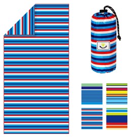 4Monster Microfiber Beach Towel with Carry Bag, Sandproof Travel Towel, 160 x 80 cm, Quick Drying, Lightweight Towel for Hiking, Yoga, Gym, Holidays (Rainbow B, S: 80 x 160 cm)