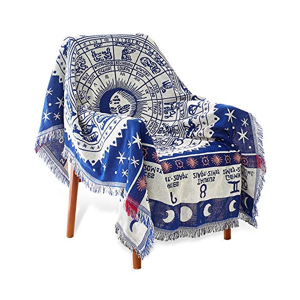 MayNest Boho Woven Throw Blanket Reversible Cotton Bohemian Tapestry Hippie