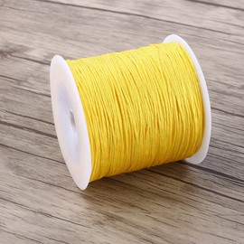 Nylon Cord, 100m x 0.8mm Yellow Nylon Cord Satin Cord Chinese Nylon Knot Round Cord Beading Cord Rainbow for DIY Crafts Jewellery Making Necklaces