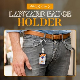 Mecool 2 Pcs Retractable Badge Holders Double Sided ID Card Holder Retractable Lanyard Retractable Badge Holder Reel with Carabiner Clip Keyring Cord Holder | Car Key Holder | Security Badge Holder