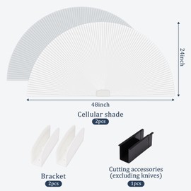 QUSTIOS Arch Window Shades Half Circle Window Shade 2 Pack 24" x 48" Cordless Cellular Shades Blackout Honeycomb Blinds for Bedrooms Living Rooms Kitchen