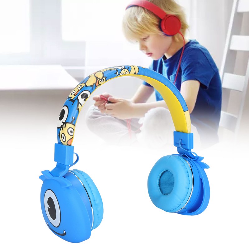 YLFASHION Kids Bluetooth Headphone Cartoon Foldable Adjustable Wireless Headset with