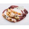 LKBEADS Unisex Pink Garnet Quartz & Peach Moonstone Rondelle &
